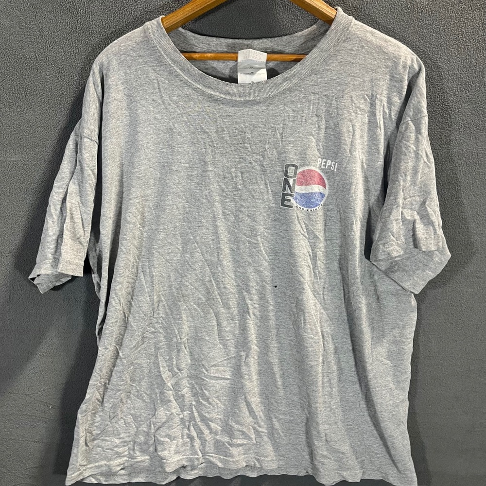 Vintage Pepsi ONE Soda Graphic T-Shirt Gray Gildan Heavy Cotton XL Y2K Promo
